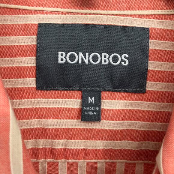 Bonobos Mens Button Up Shirt Medium Orange Striped Pockets Long Sleeve - Picture 4 of 8